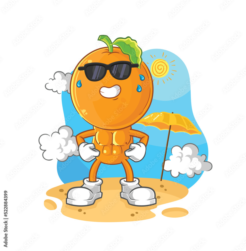 orange head sunbathing in summer. character vector orange head sunbathing in summer. character vector