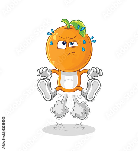 orange head fart jumping illustration. character vector