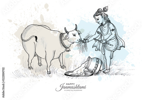 Lord shree krishna janmashtami festival card background