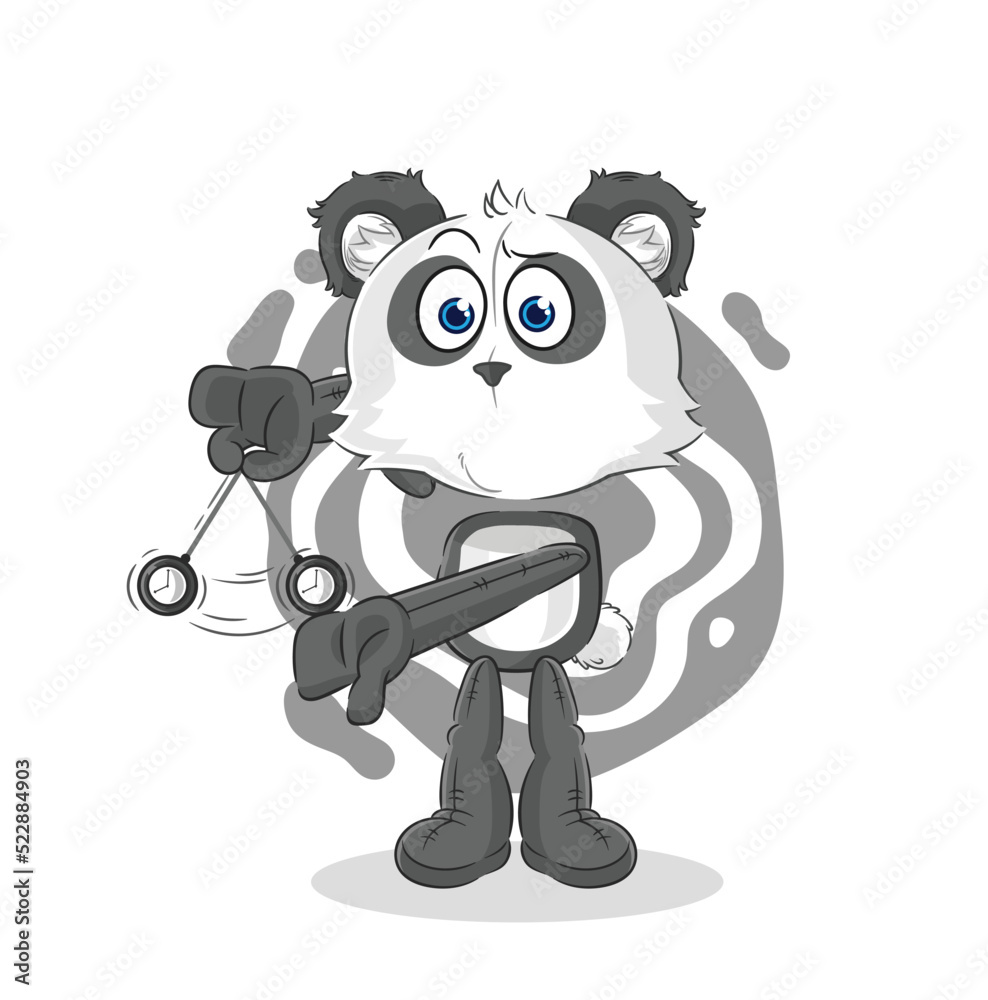 panda hypnotizing cartoon. cartoon mascot vector panda hypnotizing cartoon. cartoon mascot vector