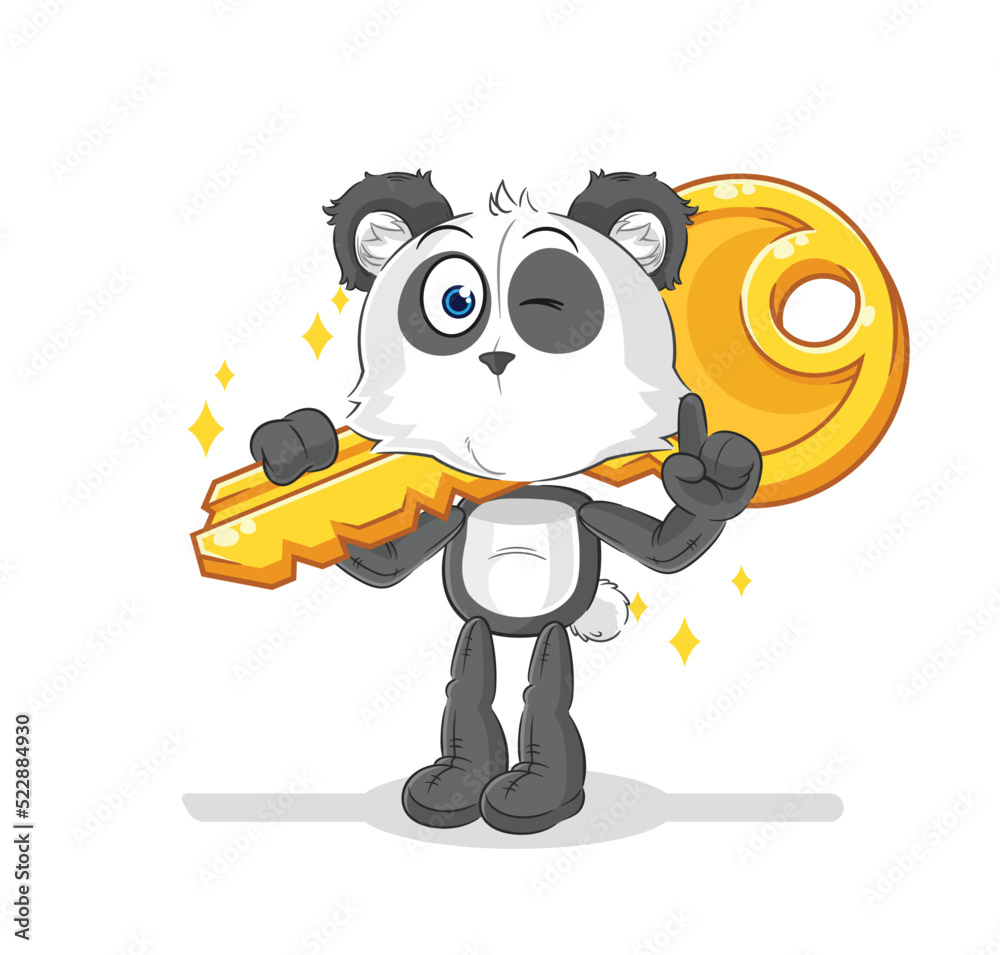 panda carry the key mascot. cartoon vector