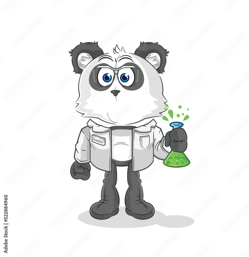 panda scientist character. cartoon mascot vector panda scientist character. cartoon mascot vector