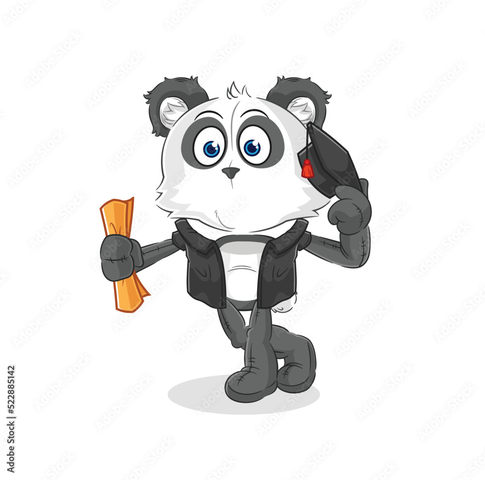 panda graduation vector. cartoon character panda graduation vector. cartoon character
