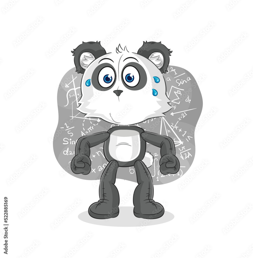 panda thinking hard vector. cartoon character panda thinking hard vector. cartoon character