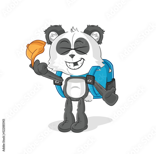 panda goes to school vector. cartoon character