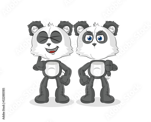 panda thumbs up and thumbs down. cartoon mascot vector