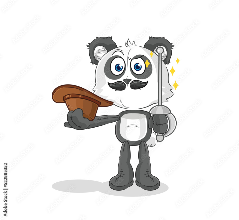 panda fencer character. cartoon mascot vector panda fencer character. cartoon mascot vector