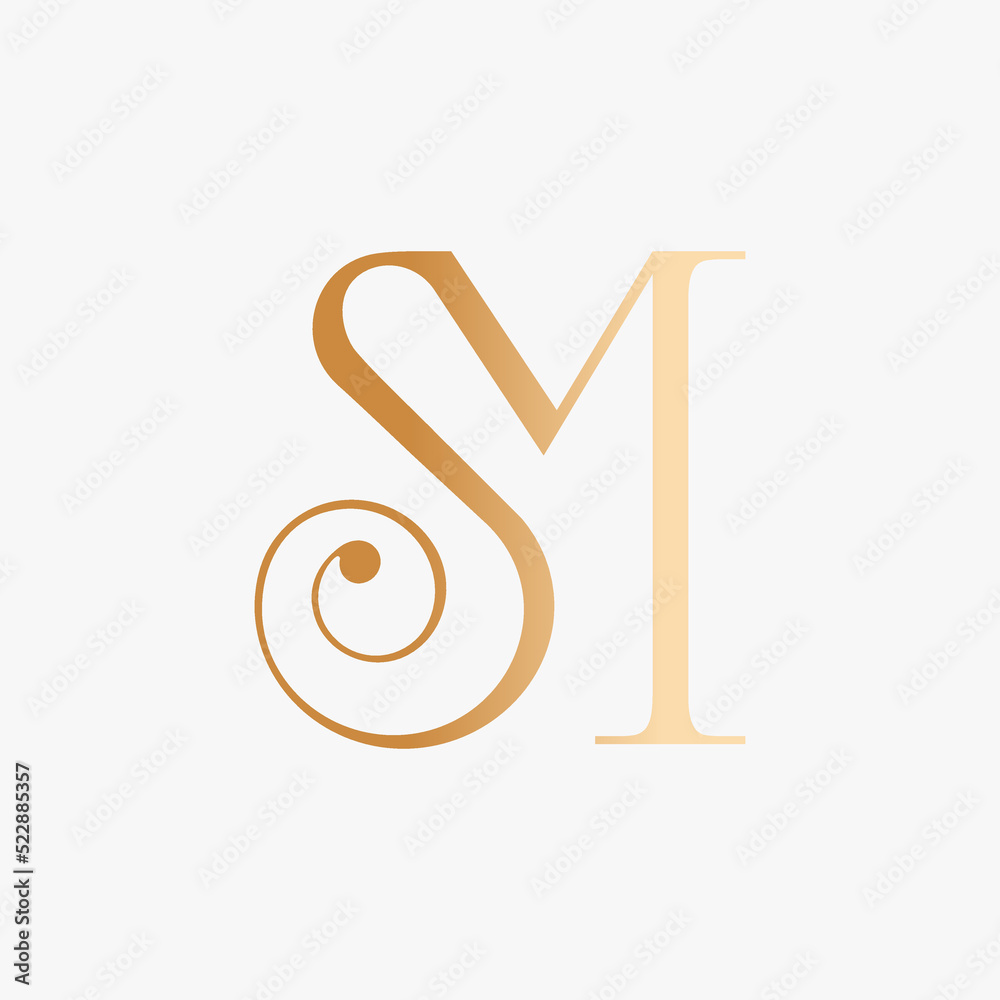 Obraz premium The S and M serifs are combined into a modern classic monogram. A mature and luxurious logo. Suitable for fashion logos, personal brands, wedding monograms, etc.