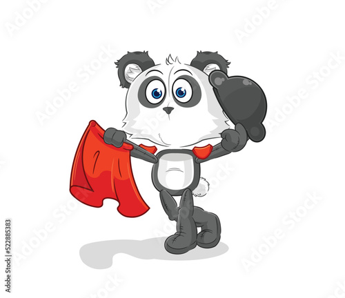 panda matador with red cloth illustration. character vector
