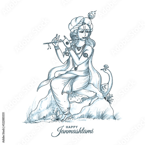 Lord shree krishna janmashtami festival holiday card background