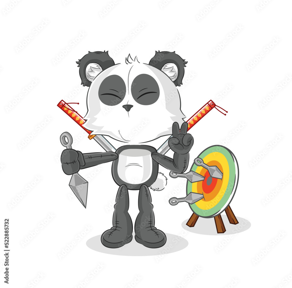panda ninja cartoon. character vector panda ninja cartoon. character vector