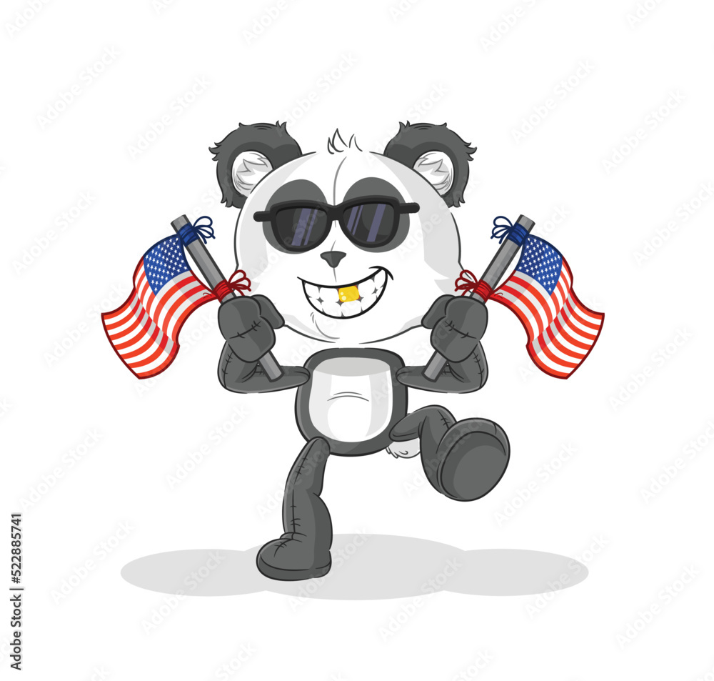 panda american youth cartoon mascot vector