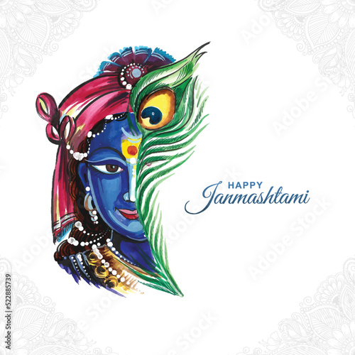 Lord shree krishna janmashtami festival holiday card background