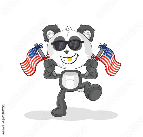 panda american youth cartoon mascot vector © dataimasu