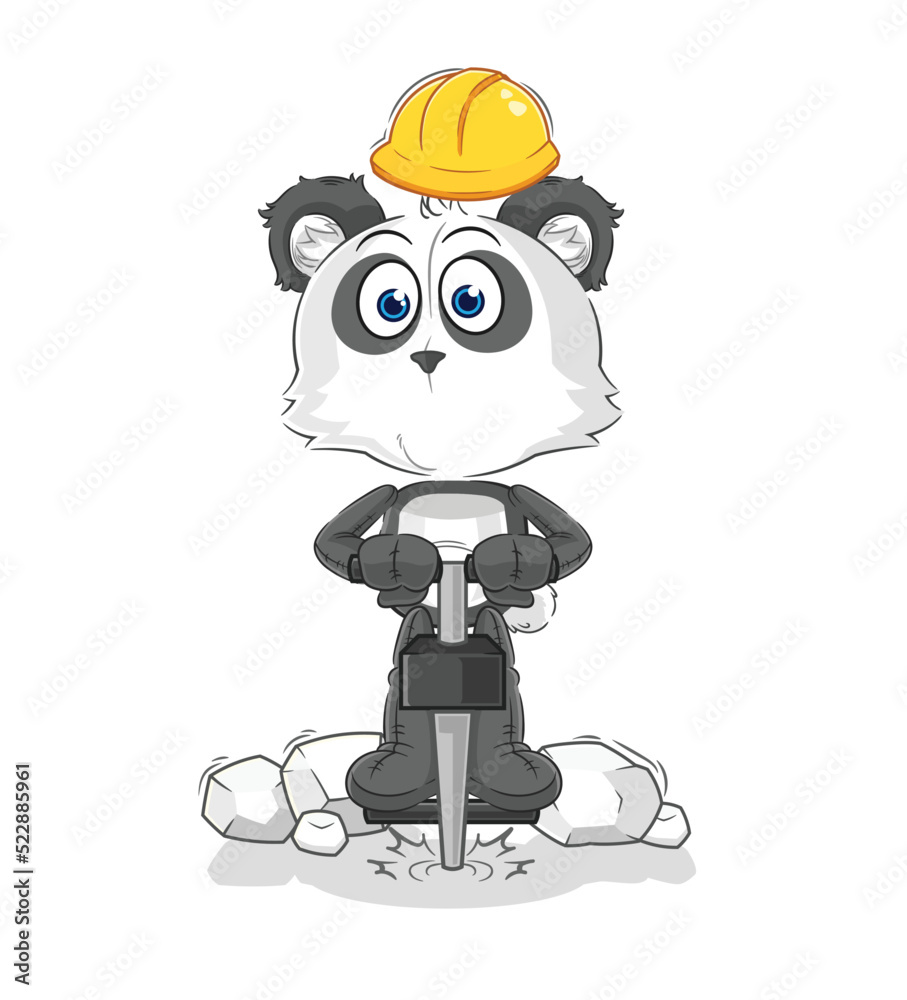 panda drill the ground cartoon character vector panda drill the ground cartoon character vector