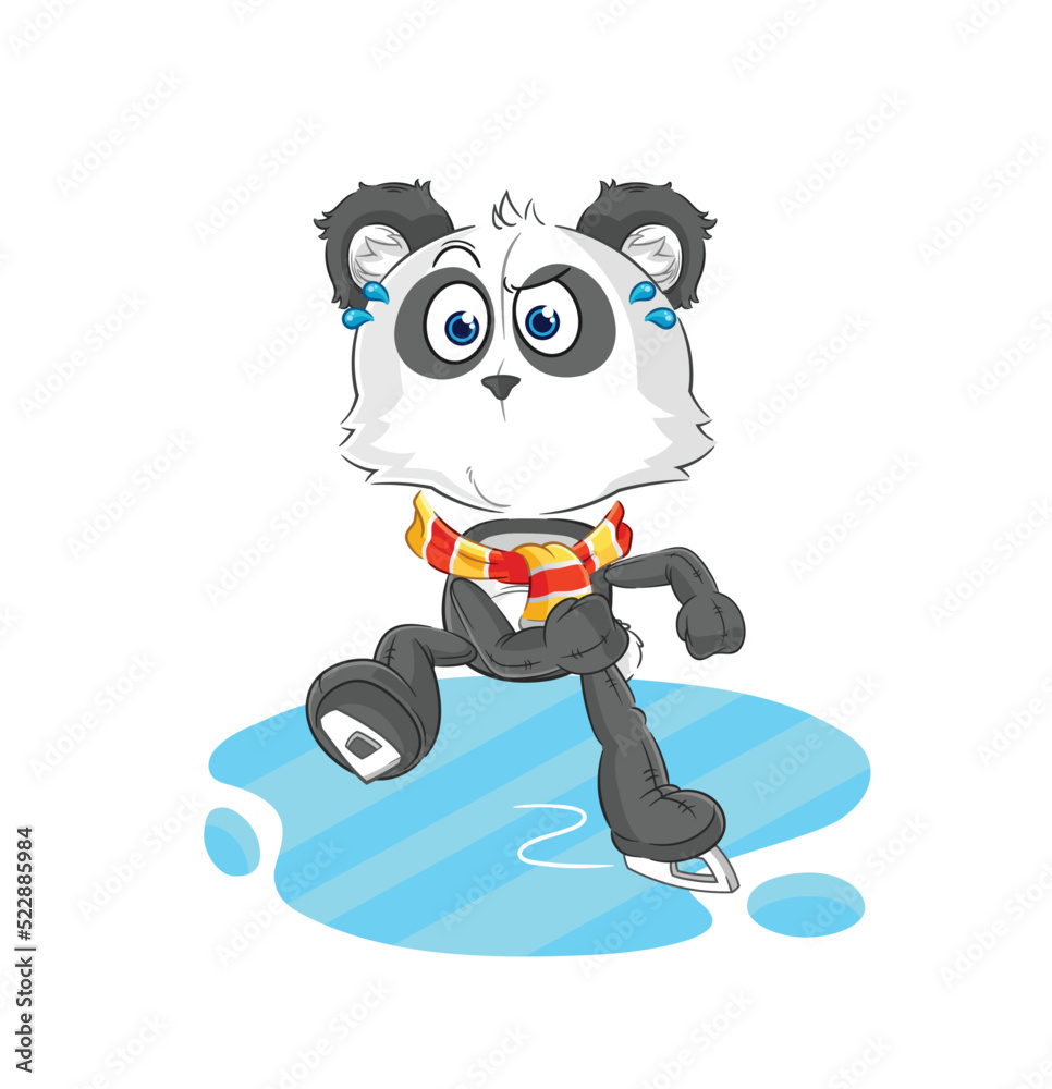 panda ice skiing cartoon. character mascot vector
