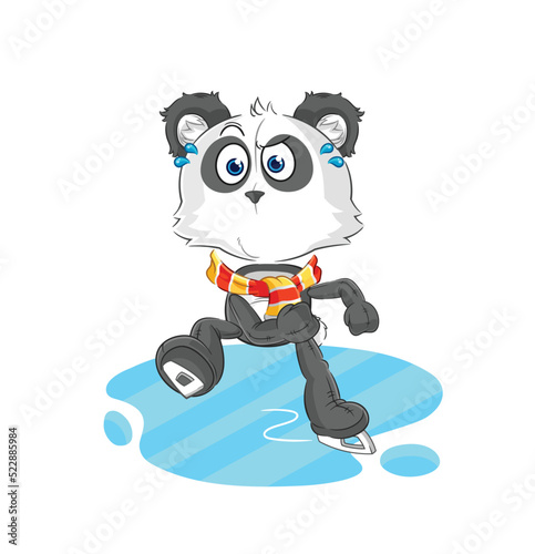 panda ice skiing cartoon. character mascot vector © dataimasu
