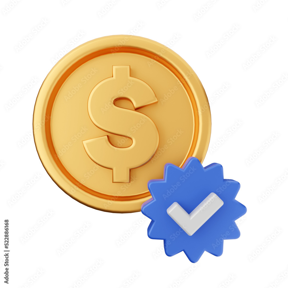 Money dollar gold icon 3d illustration render cartoon style Money dollar gold icon 3d illustration render cartoon style