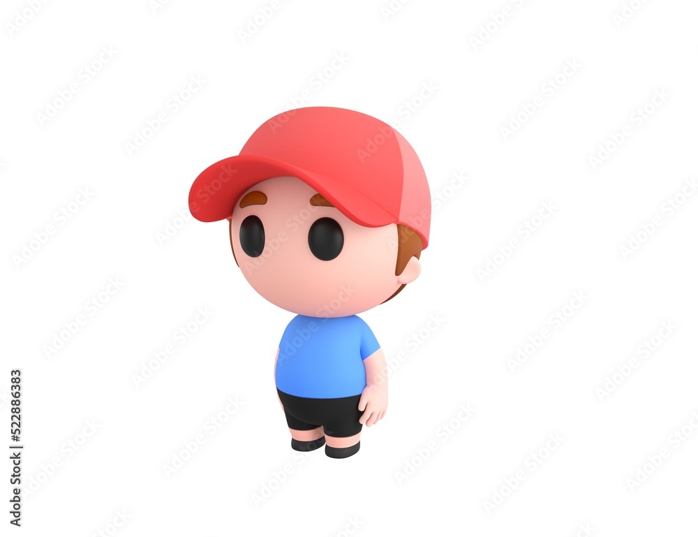 Little Boy wearing Red Cap character standing in 3d rendering. Little Boy wearing Red Cap character standing in 3d rendering.