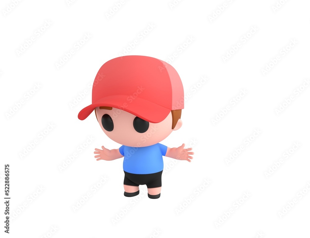 Little Boy wearing Red Cap character surprise and shocked in 3d rendering. Little Boy wearing Red Cap character surprise and shocked in 3d rendering.