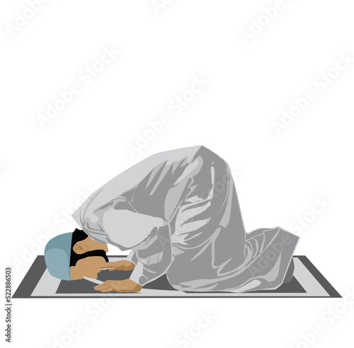 illustration of moslem man pray isolated in hite background
