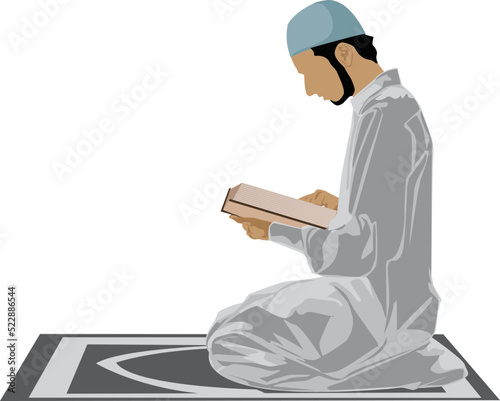 illustration of moslem man pray isolated in hite background

