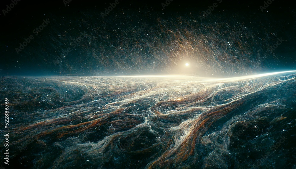 絵画風イラスト 銀河 宇宙 自然 太陽 星 神秘 Stock Illustration Adobe Stock