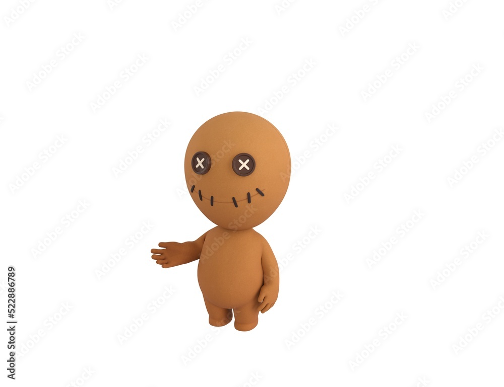 Fototapeta premium Little Voodoo Doll character introducing in 3d rendering.
