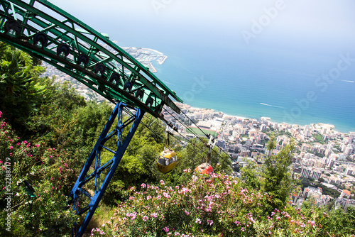 Beautiful view of the resort town of Jounieh from Mount Harisa, Lebanon photo