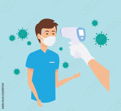 Social distancing, virus outbreaking concept vector.