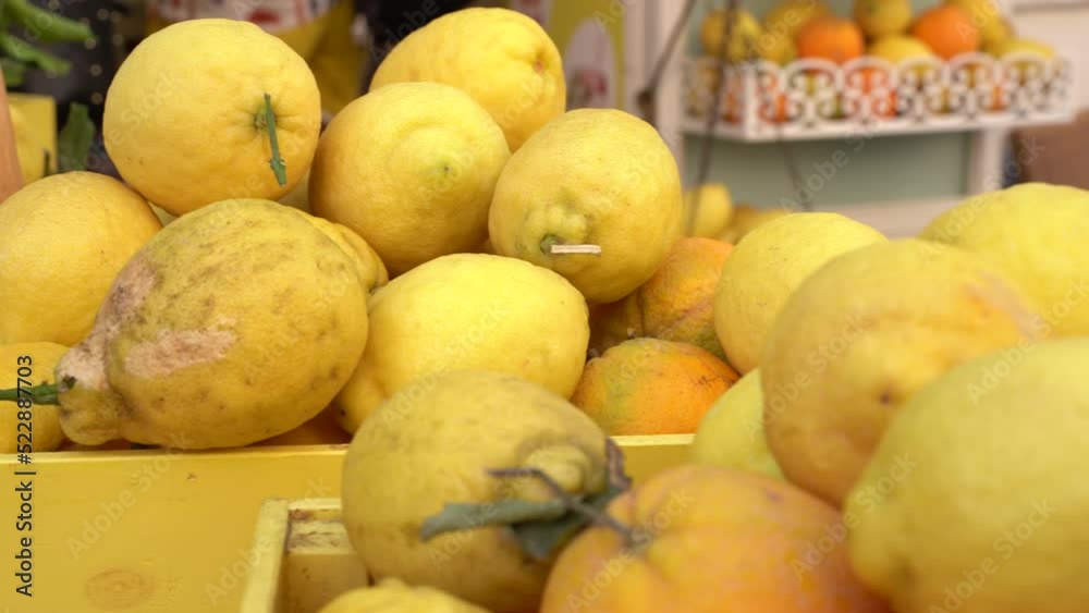 A box of Italian lemon in the Amalfi coast A box of Italian lemon in the Amalfi coast