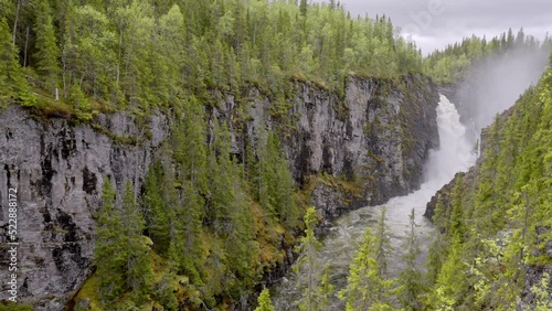 Sweden, nationalpark Lierne, waterfall Hällingsafallet in a canyon photo