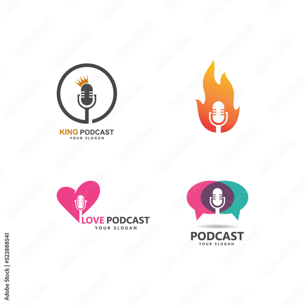 Podcast logo vector icon illustration
