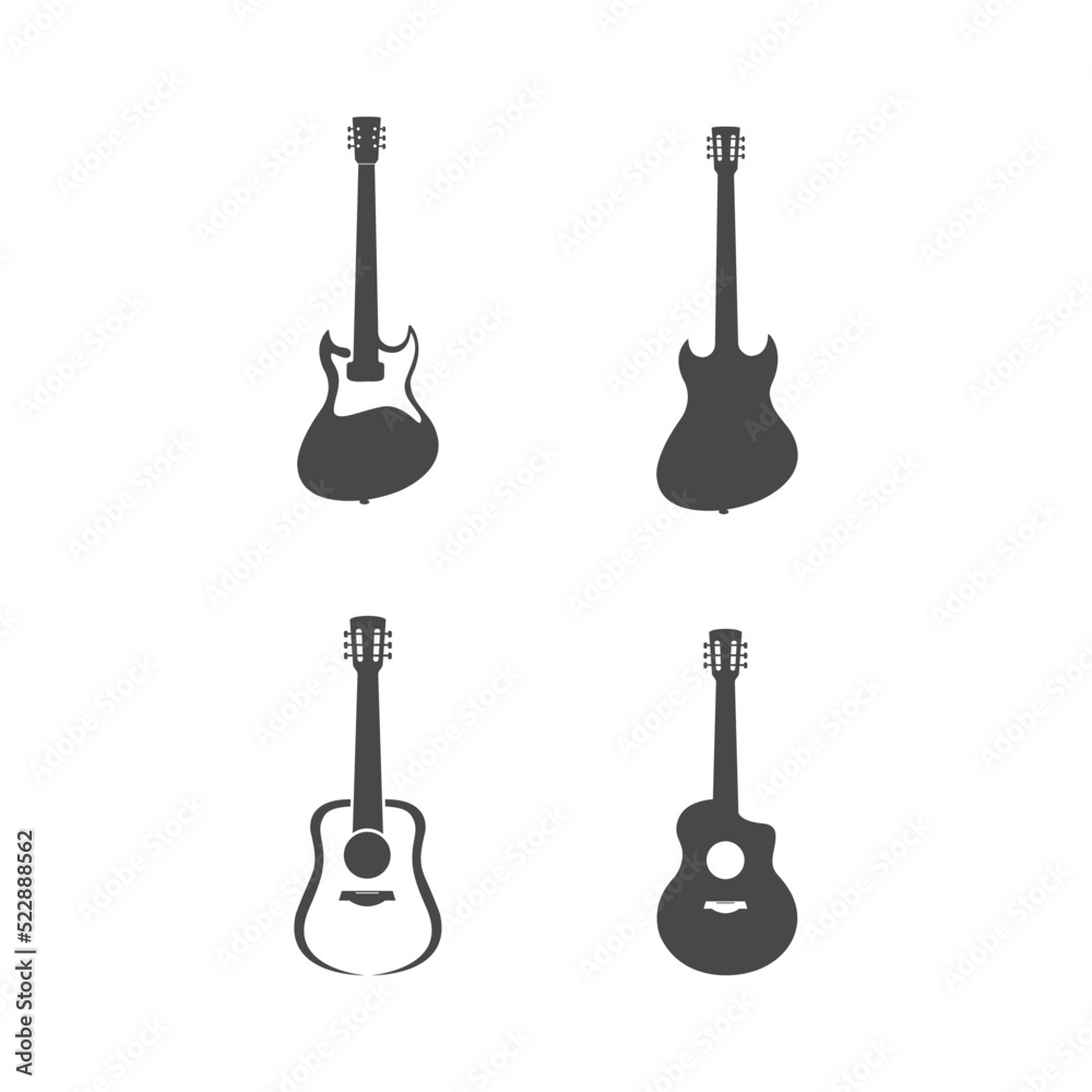 Naklejka premium Guitar logo template vector icon illustration