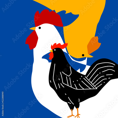 Chicken rooster hen icon character mascot animal poultry farm vector illustration.