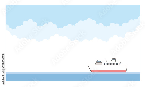海と豪華客船のイラスト素材。