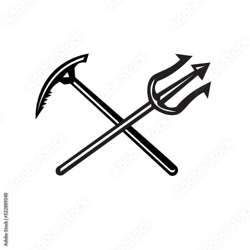 Crossed Mountain Ice Axe and Trident Icon