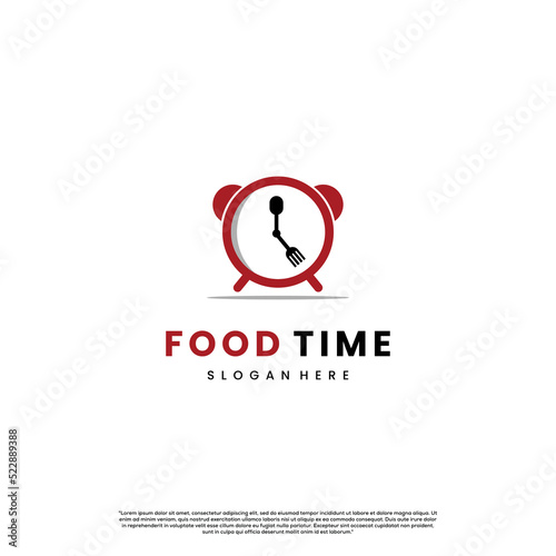 food time logo. clock with spoon and fork logo design on isolated background