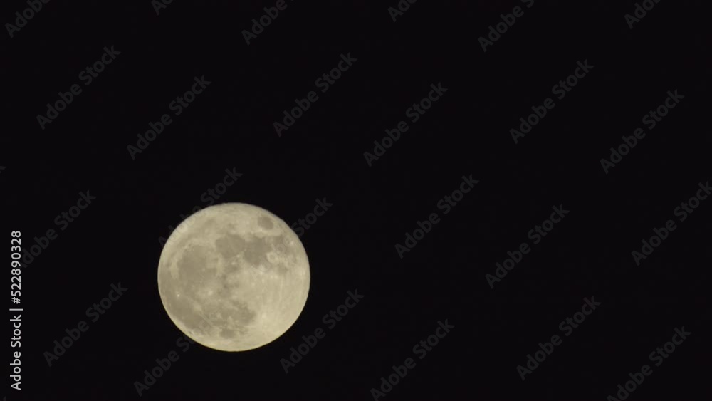 Aerial Lockdown Shot Of Full Moon In Dark Sky At Night - Los Angeles, California Aerial Lockdown Shot Of Full Moon In Dark Sky At Night - Los Angeles, California