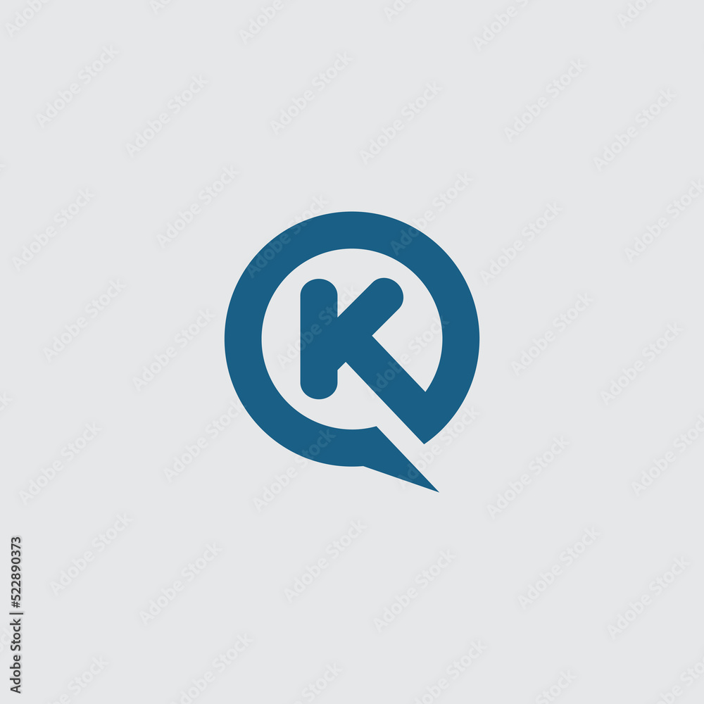 Letter K monogram with a bubble chat icon. Alphabet K Talking and chatting and consultancy logo concept Letter K monogram with a bubble chat icon. Alphabet K Talking and chatting and consultancy logo concept