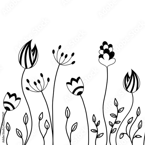 seamless endless pattern of flowers and plants. decorative endless border.