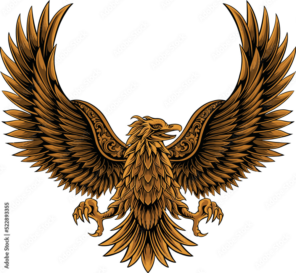 classic style eagle vector design, color editable Stock Vector Adobe