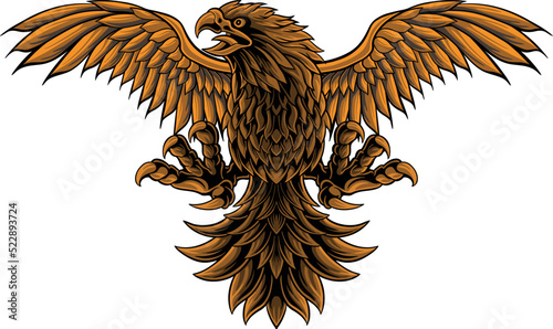 classic style eagle vector design, color editable
