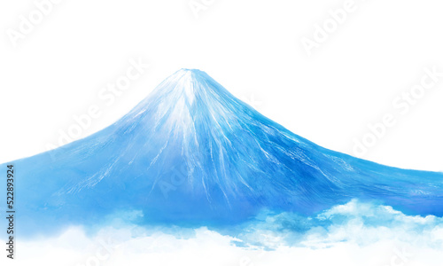 富士山の風景イラスト 年賀状素材 青