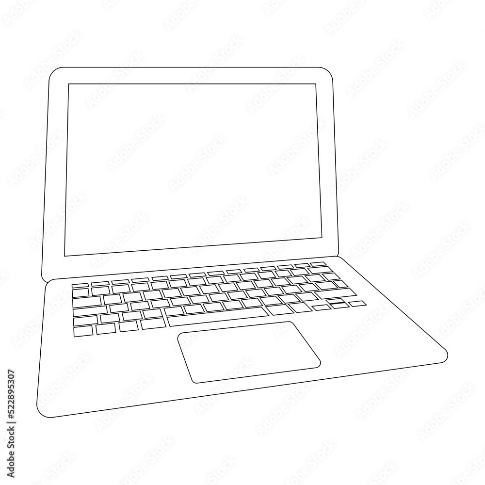 Open laptop outline sketch vector illustration. Open laptop outline sketch vector illustration.