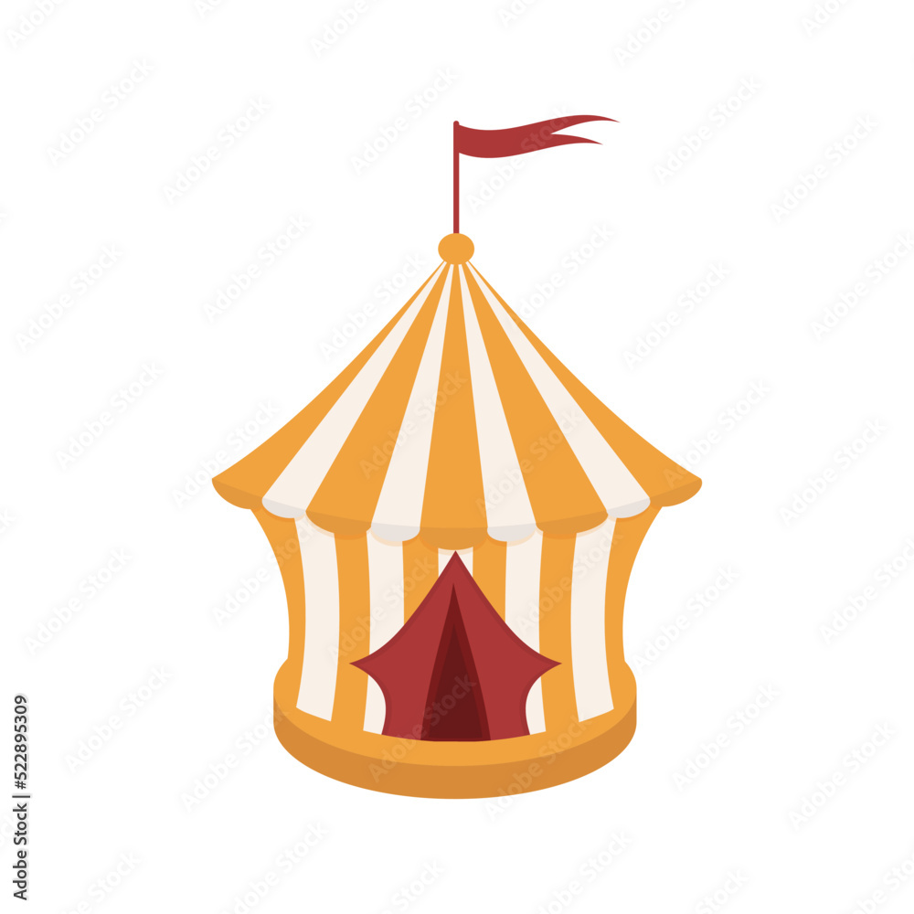 Circus tent with a red flag on the roof Circus tent with a red flag on the roof