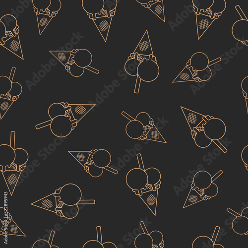 Ice cream pattern on black background 