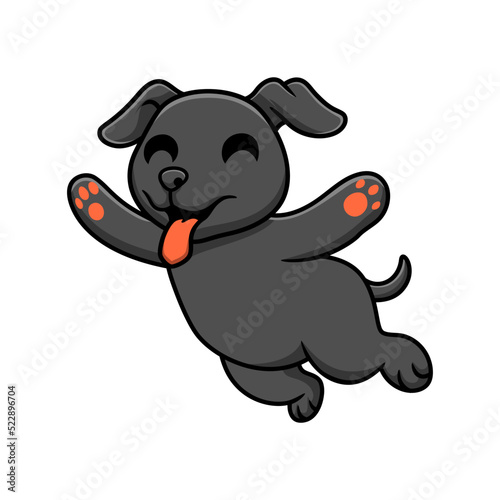Cute black labrador dog cartoon jumping