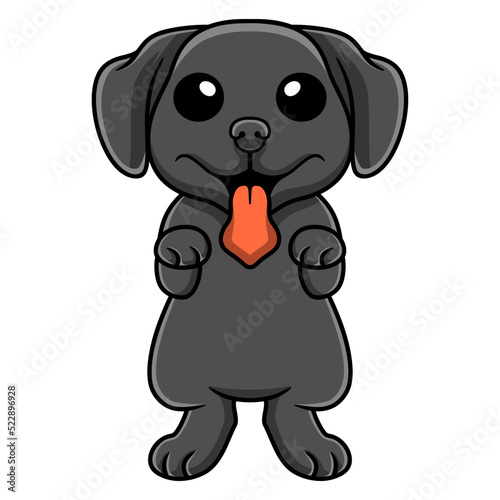 Cute black labrador dog cartoon posing