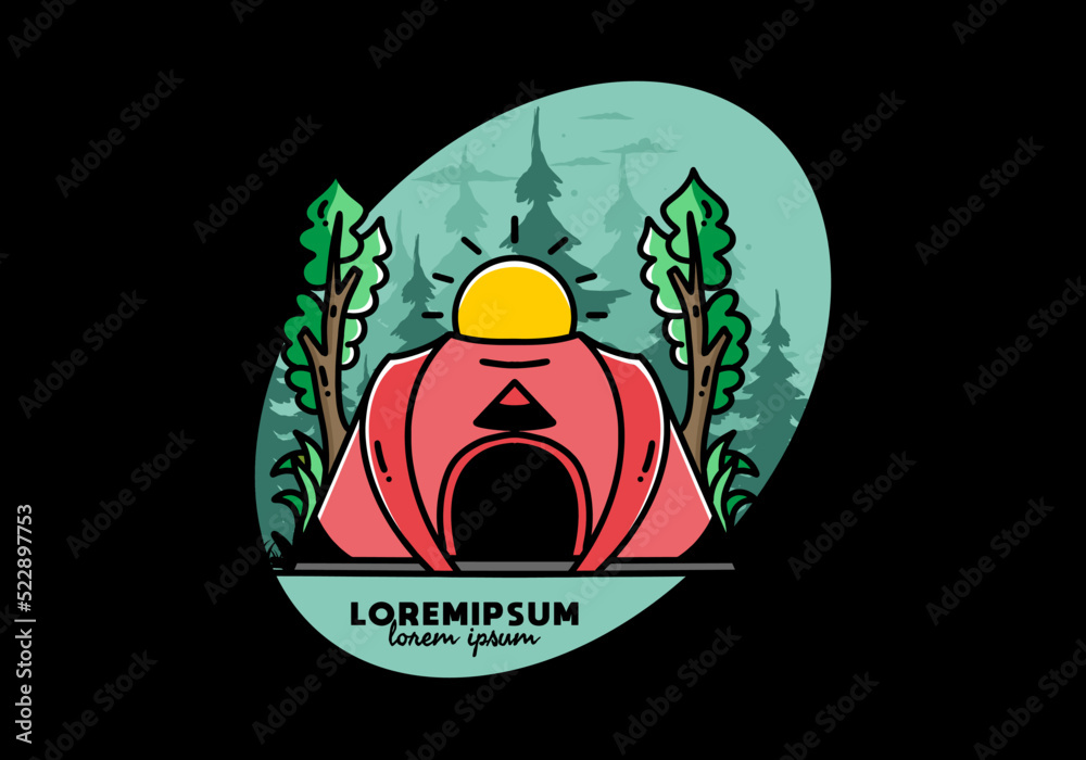 Big pop up tent for camping illustration badge design Big pop up tent for camping illustration badge design